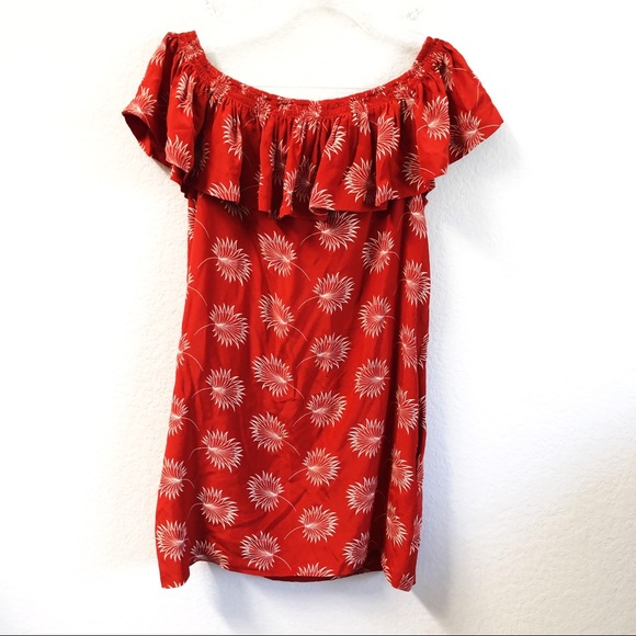Madewell Silk Off Shoulder Dress Palmflower Medium - Picture 2 of 7